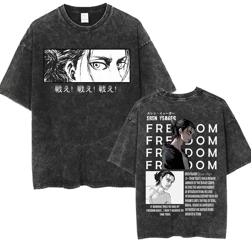 T-shirt Attack on Titan vintage coton