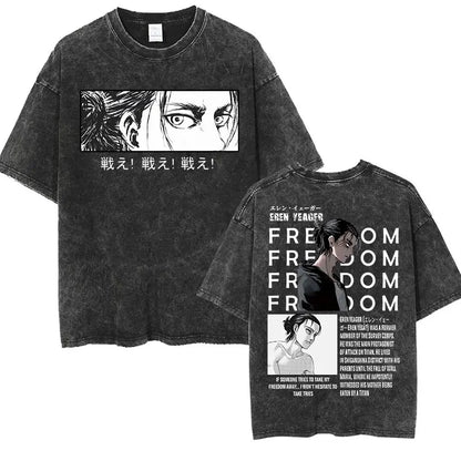 T-shirt Attack on Titan vintage coton