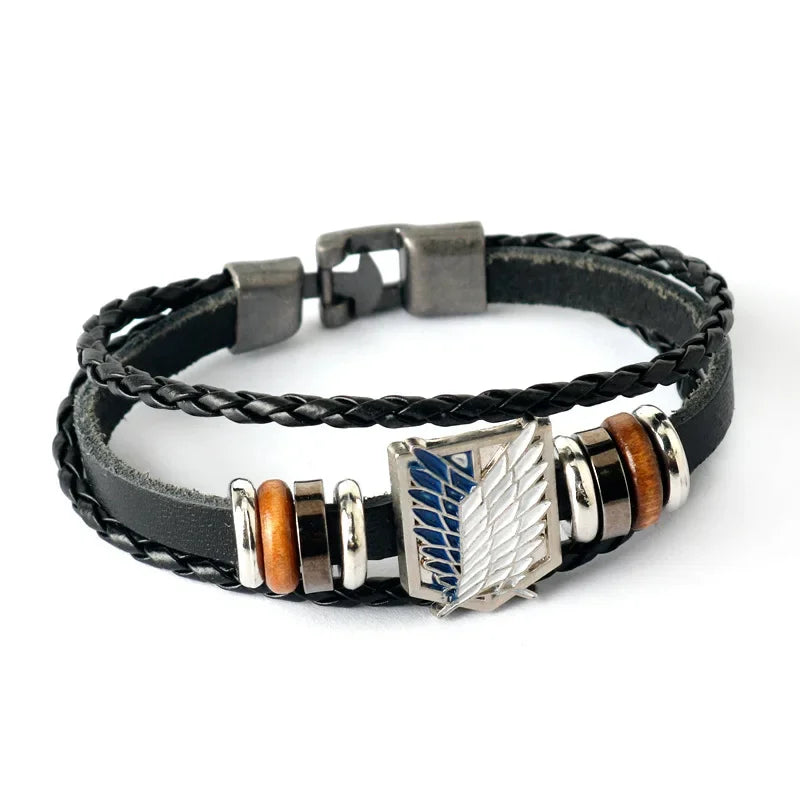 Bracelet One Piece Luffy cuir tressé
