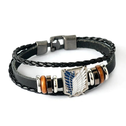 Bracelet One Piece Luffy cuir tressé
