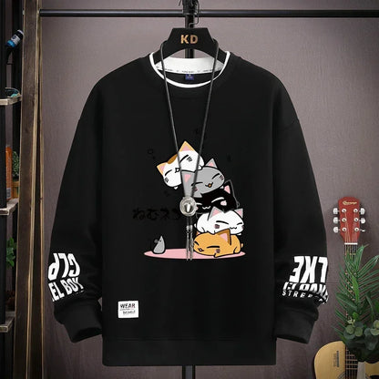 Cartoon Cat Print Sweatshirt