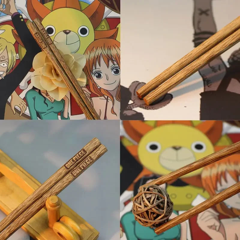 Baguettes One Piece bois réutilisables antidérapantes set
