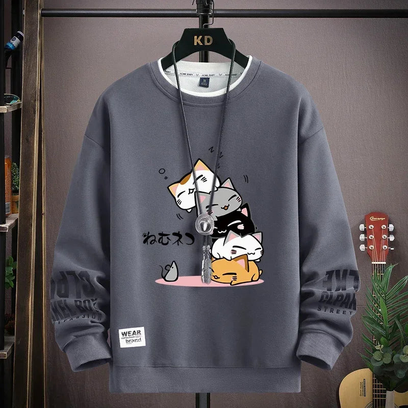 Cartoon Cat Print Sweatshirt
