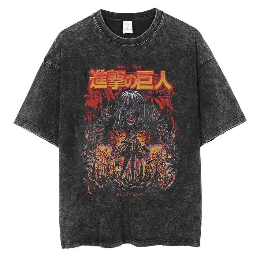 T-shirt Attack on Titan vintage coton
