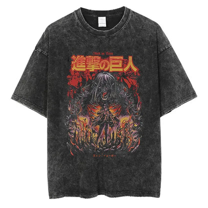 T-shirt Attack on Titan vintage coton