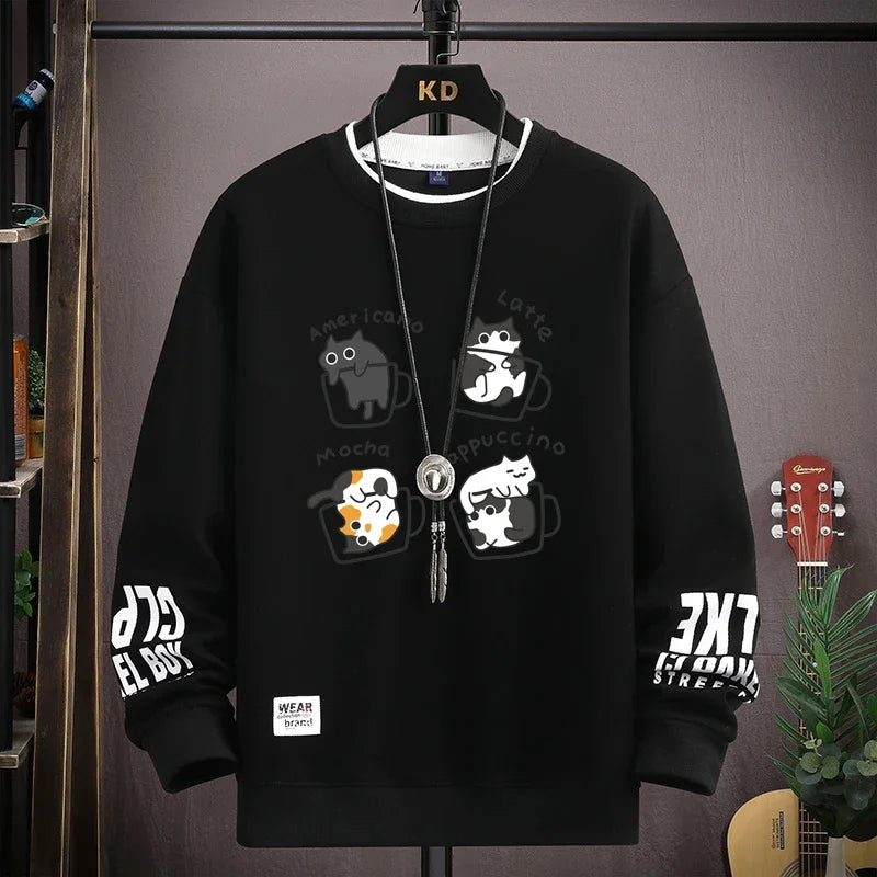 Cartoon Cat Print Sweatshirt