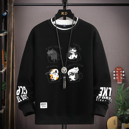 Cartoon Cat Print Sweatshirt