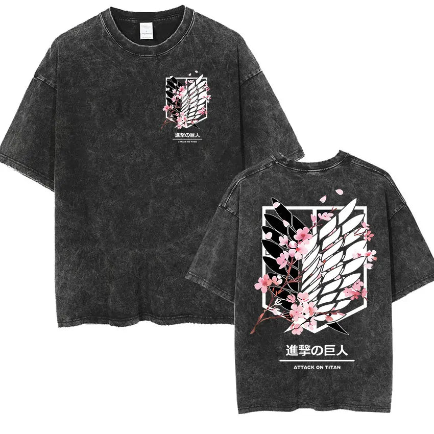 T-shirt Attack on Titan vintage coton