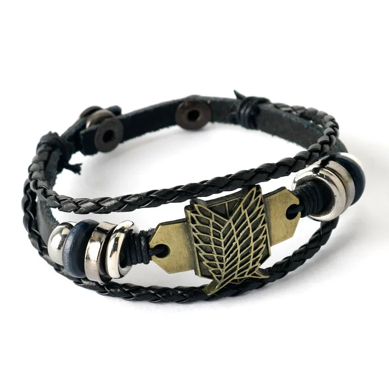 Bracelet One Piece Luffy cuir tressé