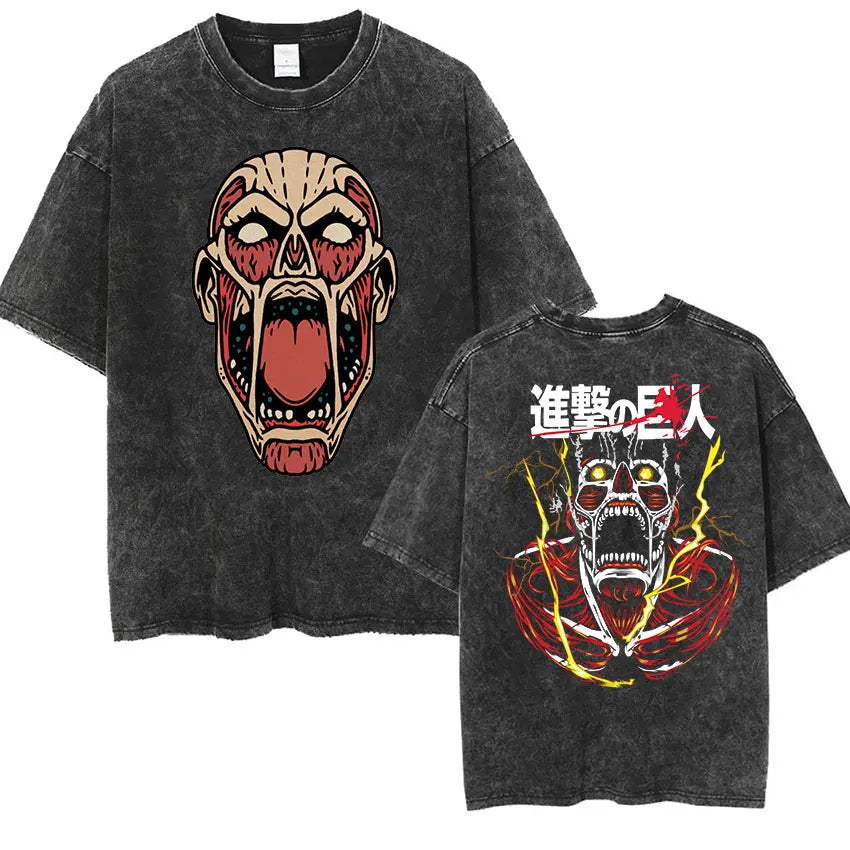 T-shirt Attack on Titan vintage coton