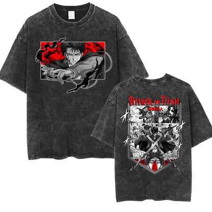T-shirt Attack on Titan vintage coton