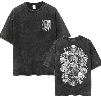 T-shirt Attack on Titan vintage coton