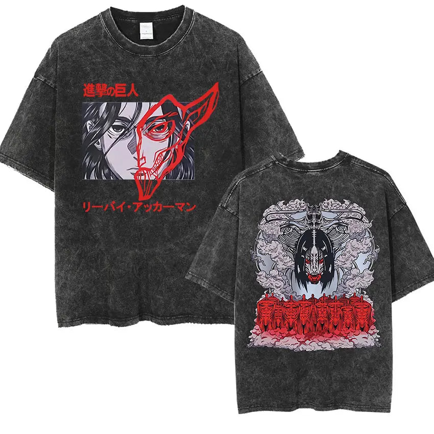 T-shirt Attack on Titan vintage coton