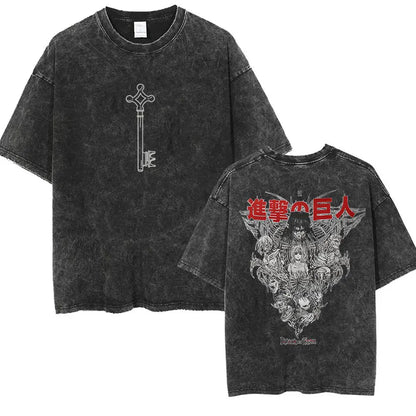 T-shirt Attack on Titan vintage coton
