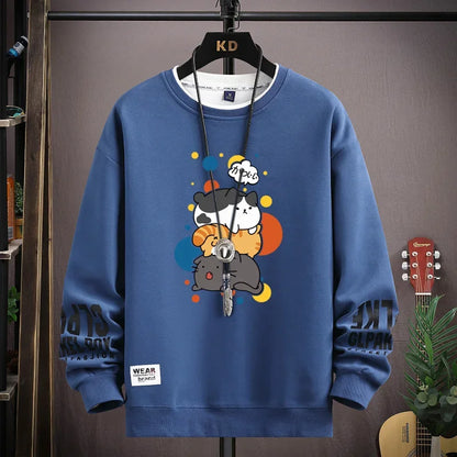 Cartoon Cat Print Sweatshirt