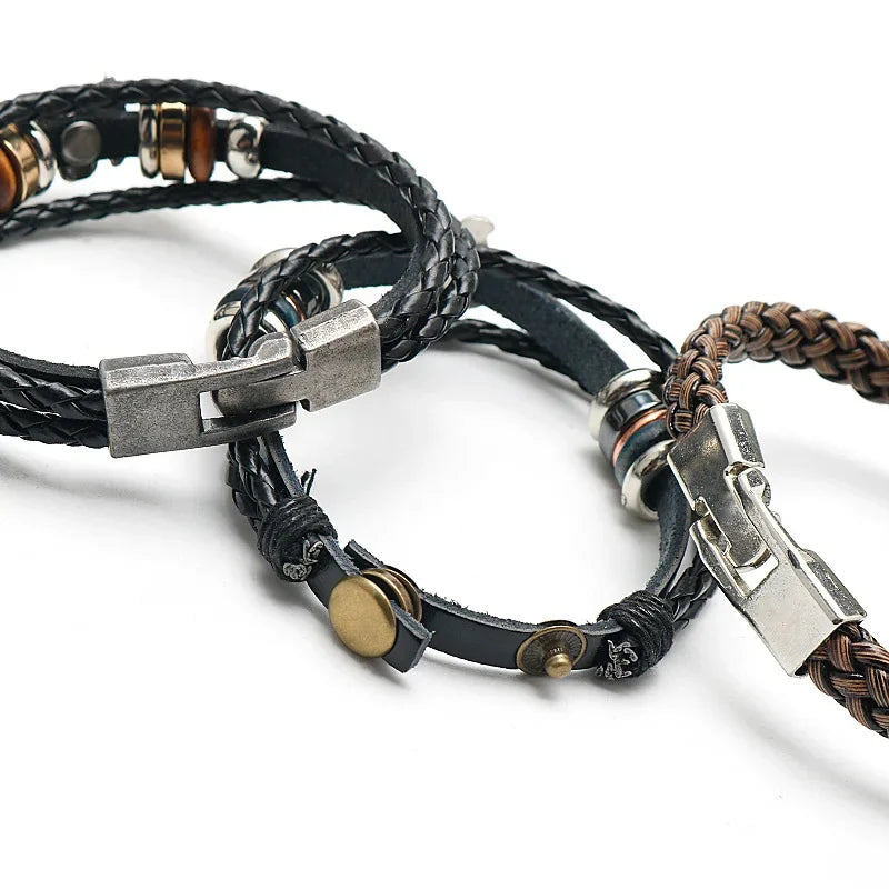 Bracelet One Piece Luffy cuir tressé