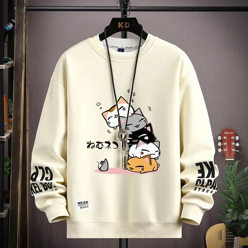 Cartoon Cat Print Sweatshirt