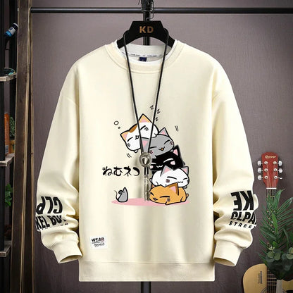 Cartoon Cat Print Sweatshirt