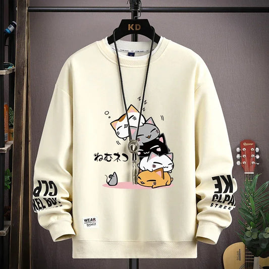 Cartoon Cat Print Sweatshirt