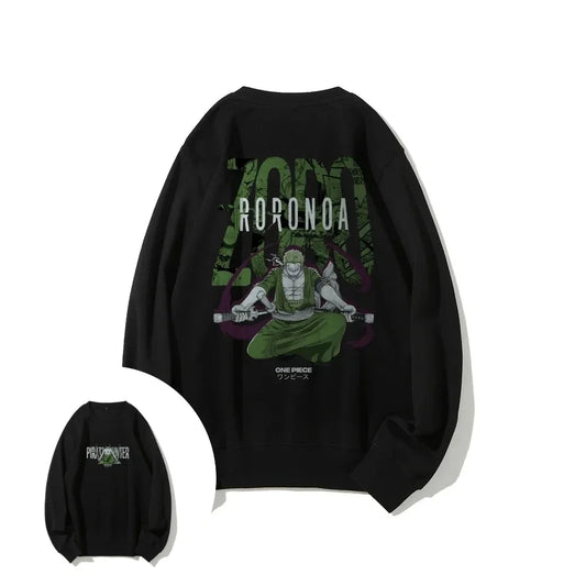 One Piece Men's Sweatshirt Roronoa Zoro Japanese Anime Hoodie Spring and Autumn Boys Children's Long-sleeved Parent-child Outfit