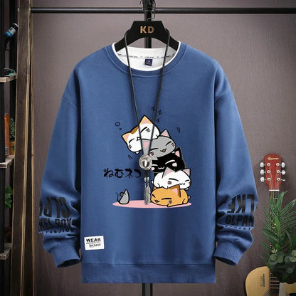 Cartoon Cat Print Sweatshirt
