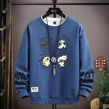 Cartoon Cat Print Sweatshirt