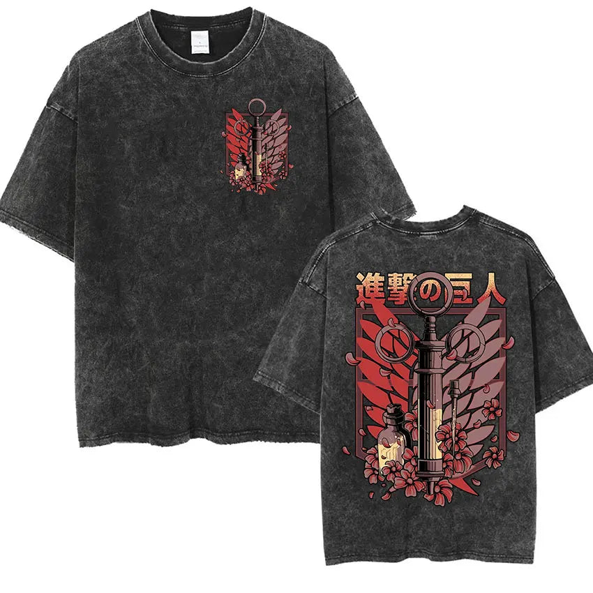 T-shirt Attack on Titan vintage coton