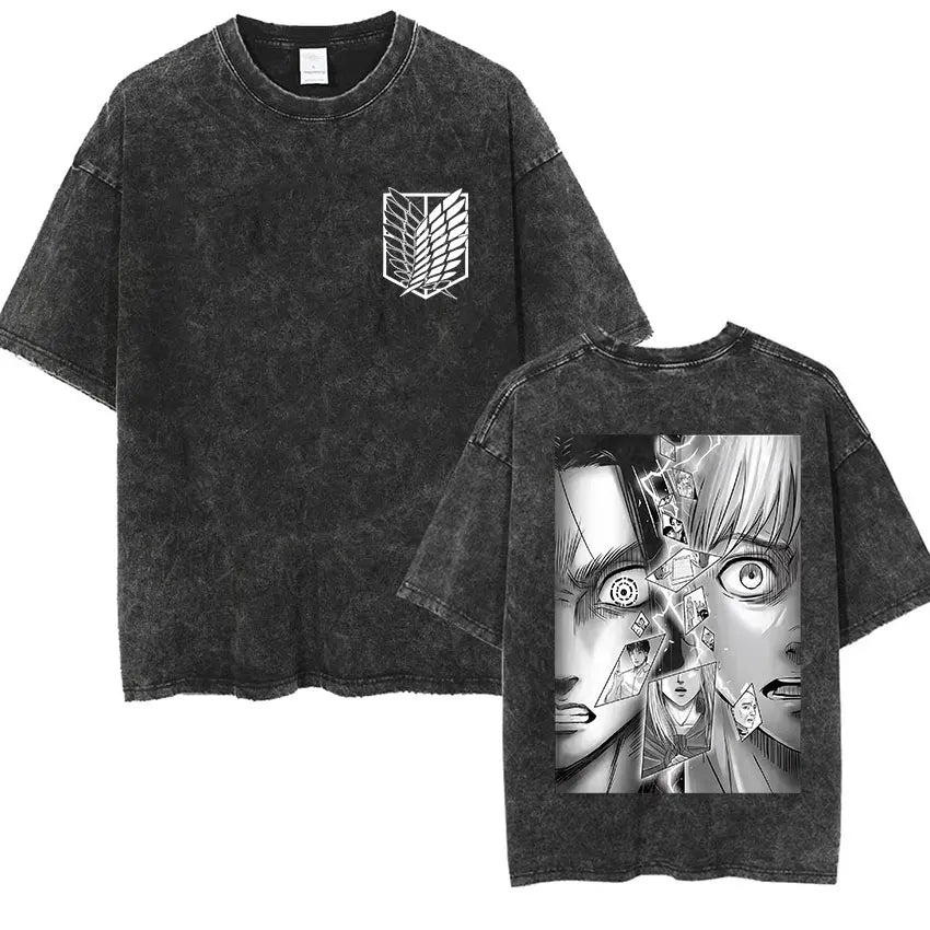T-shirt Attack on Titan vintage coton