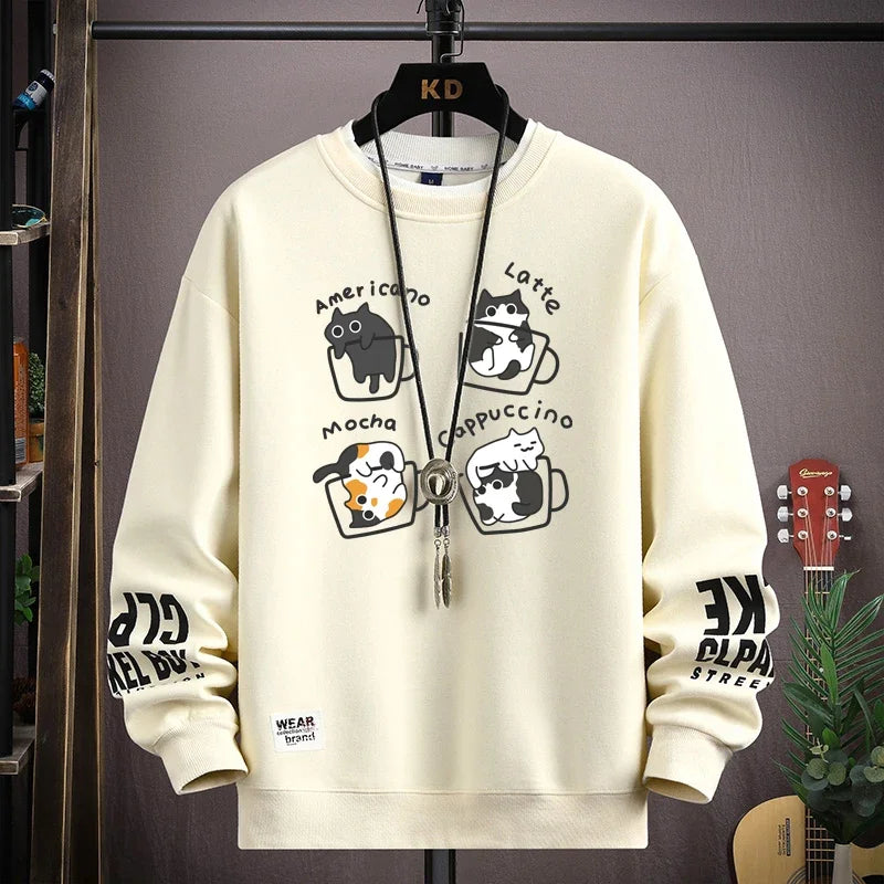 Cartoon Cat Print Sweatshirt