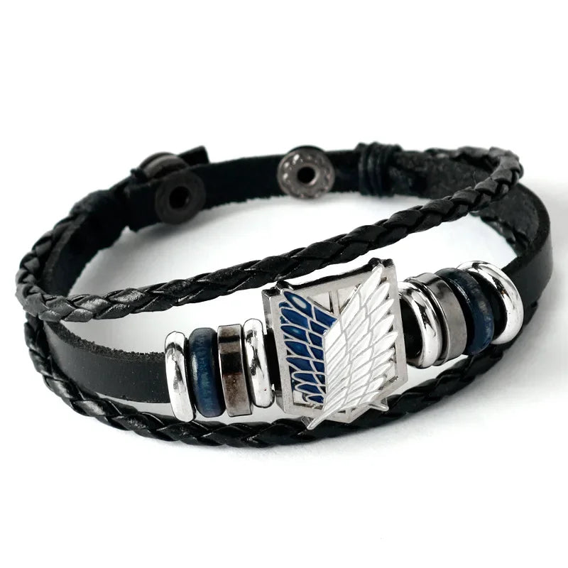 Bracelet One Piece Luffy cuir tressé