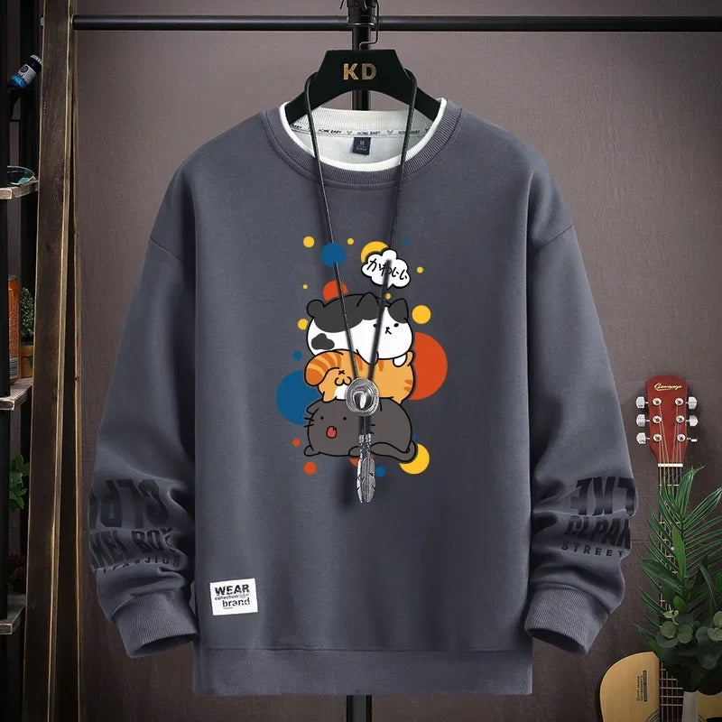 Cartoon Cat Print Sweatshirt