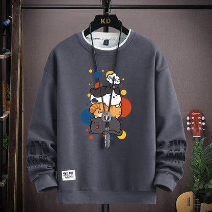Cartoon Cat Print Sweatshirt