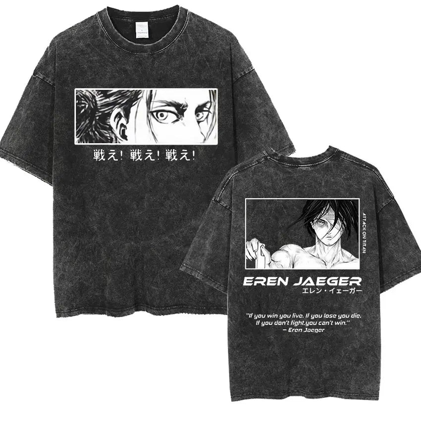 T-shirt Attack on Titan vintage coton