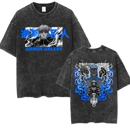 T-shirt Attack on Titan vintage coton