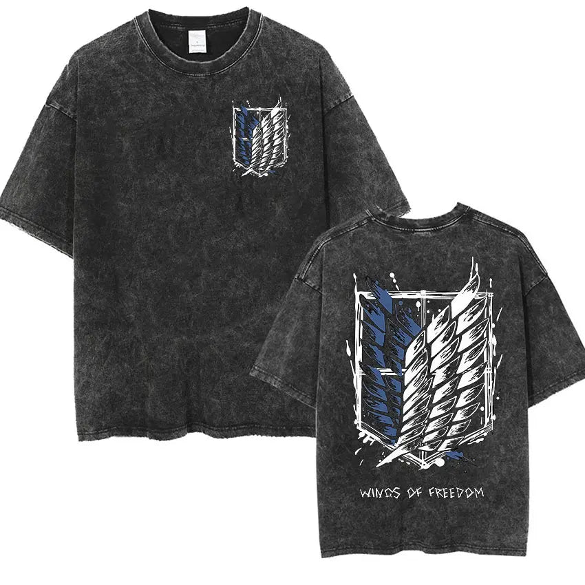 T-shirt Attack on Titan vintage coton