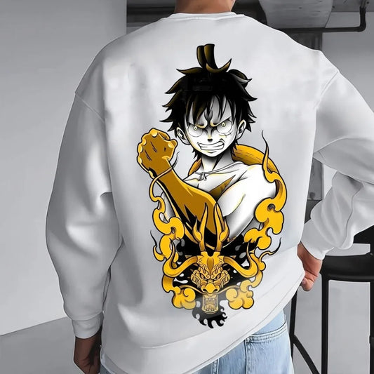 One Piece Men's Sweatshirt Monkey D. Luffy Japan Anime Hoodie Spring and Autumn Boys Children's Long-sleeved Parent-Child Outfit