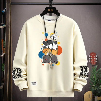 Cartoon Cat Print Sweatshirt
