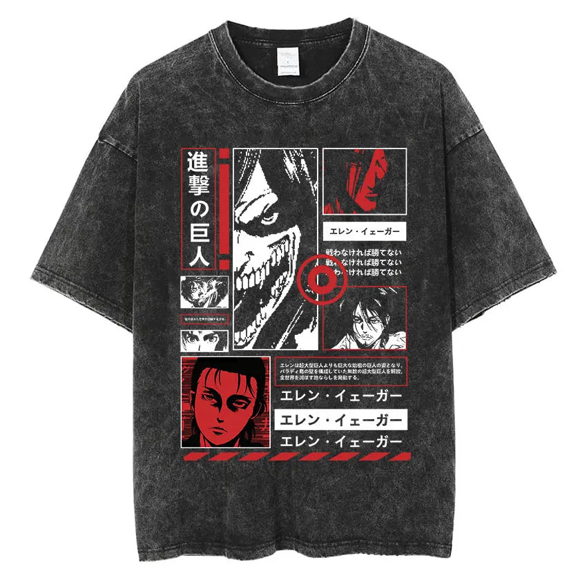 T-shirt Attack on Titan vintage coton