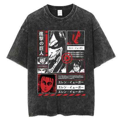 T-shirt Attack on Titan vintage coton