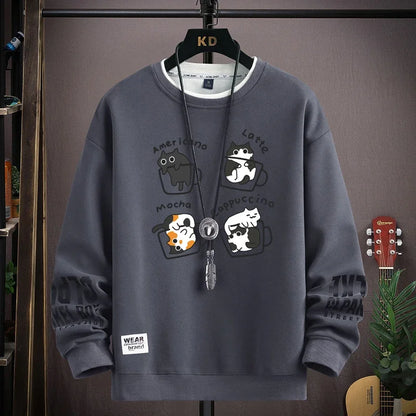 Cartoon Cat Print Sweatshirt