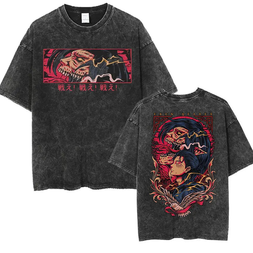 T-shirt Attack on Titan vintage coton
