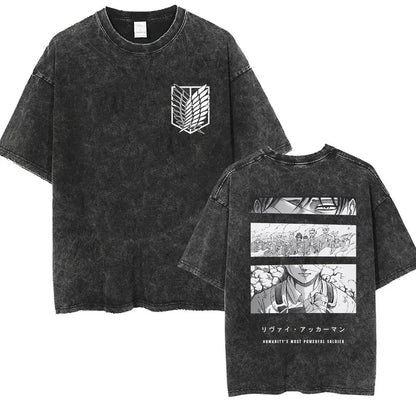 T-shirt Attack on Titan vintage coton